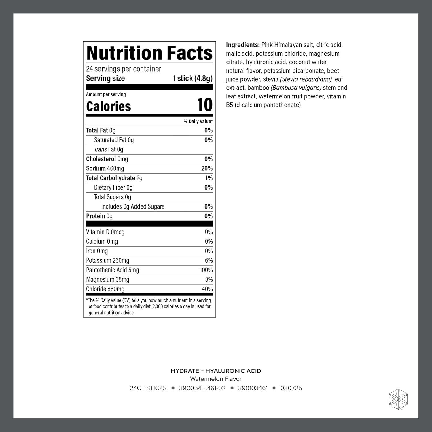 Isagenix Hydrate + Hyaluronic Acid to Help Improve Skin Moisture - Superior Hydration with 1625+ mg of Essential Electrolytes - No Added Sugar - Waternmelon Flavor - 0.2 oz Sticks - 24 Servings