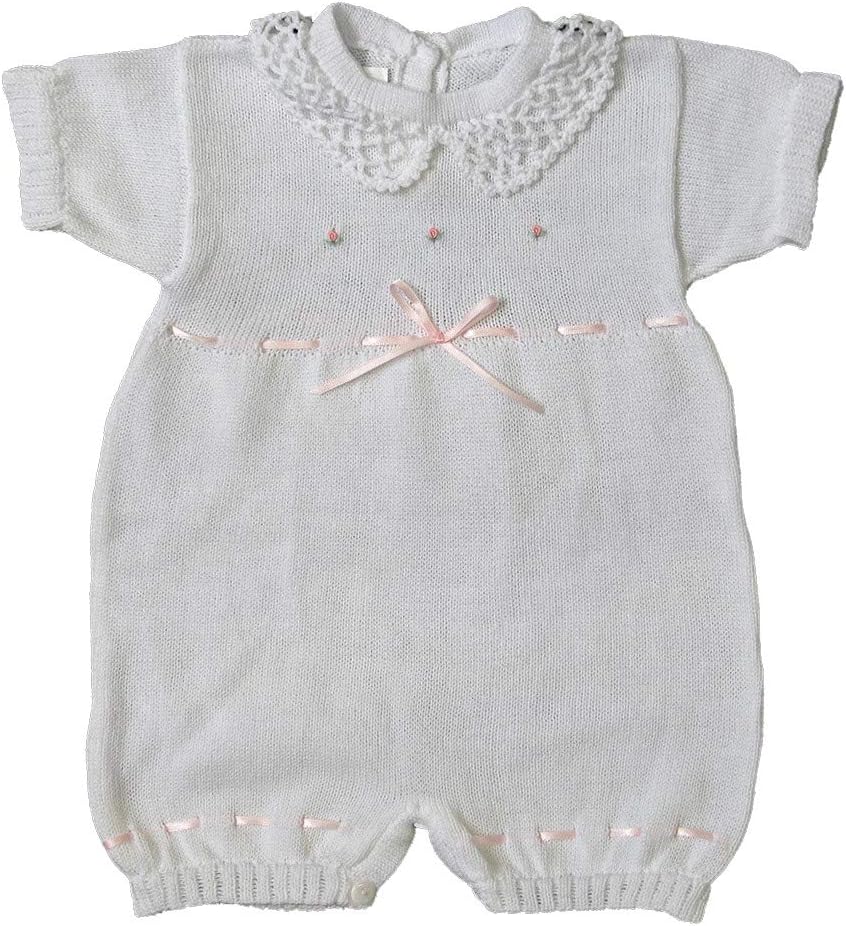 Baby’s Trousseau Girls Short Sleeve Romper w/Pink Roses & Ribbon BTA1258