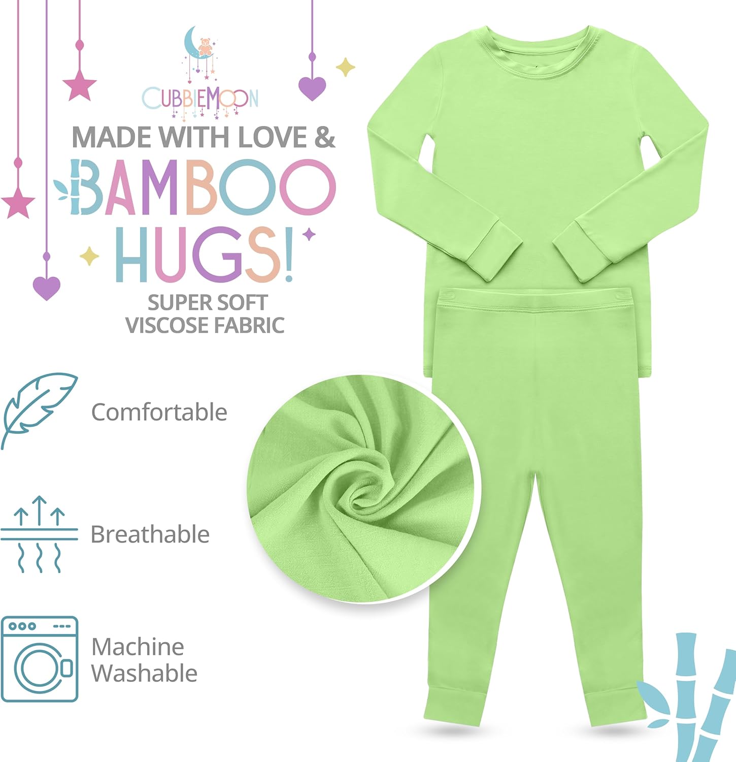 Toddler Viscose Bamboo Pajamas, 2 Zip, Girl & Boy Sleepers, Soft Stretchy Viscose Made From Bamboo (2 Pack)