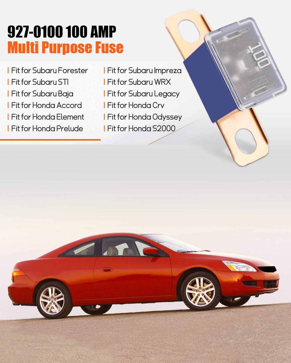 100Amp Multi Purpose Fuse 927-0100, Fit for Subaru/Honda Models, Replaceable Parts 82211FC100, 38218-SM4-003, FLD-100, PAL4100BP, Blue