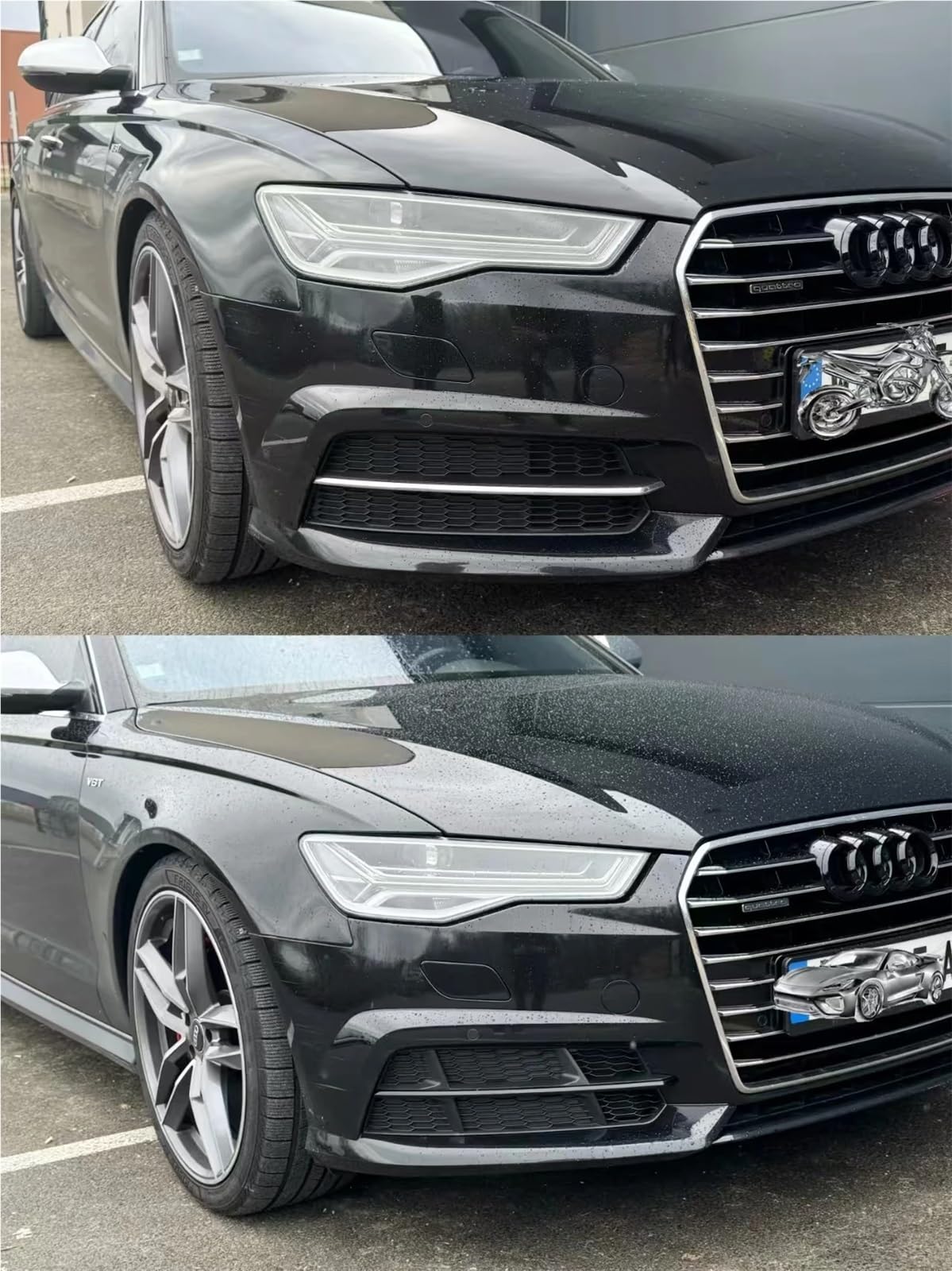 2 sztuki osłony świateł przedniego zderzaka samochodu pasujące do Audi A6 C7 A6L S-Line 2015 2016 2017 2018 Hex Grill 4G0807681AN(Sliver Pair)