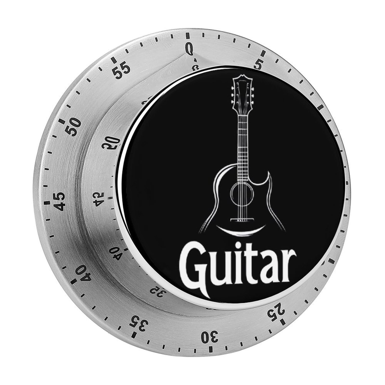 Minimalist Guitar Mechanical Timer with Alarm for Kitchen Cooking Productivity Stainless Steel Timers