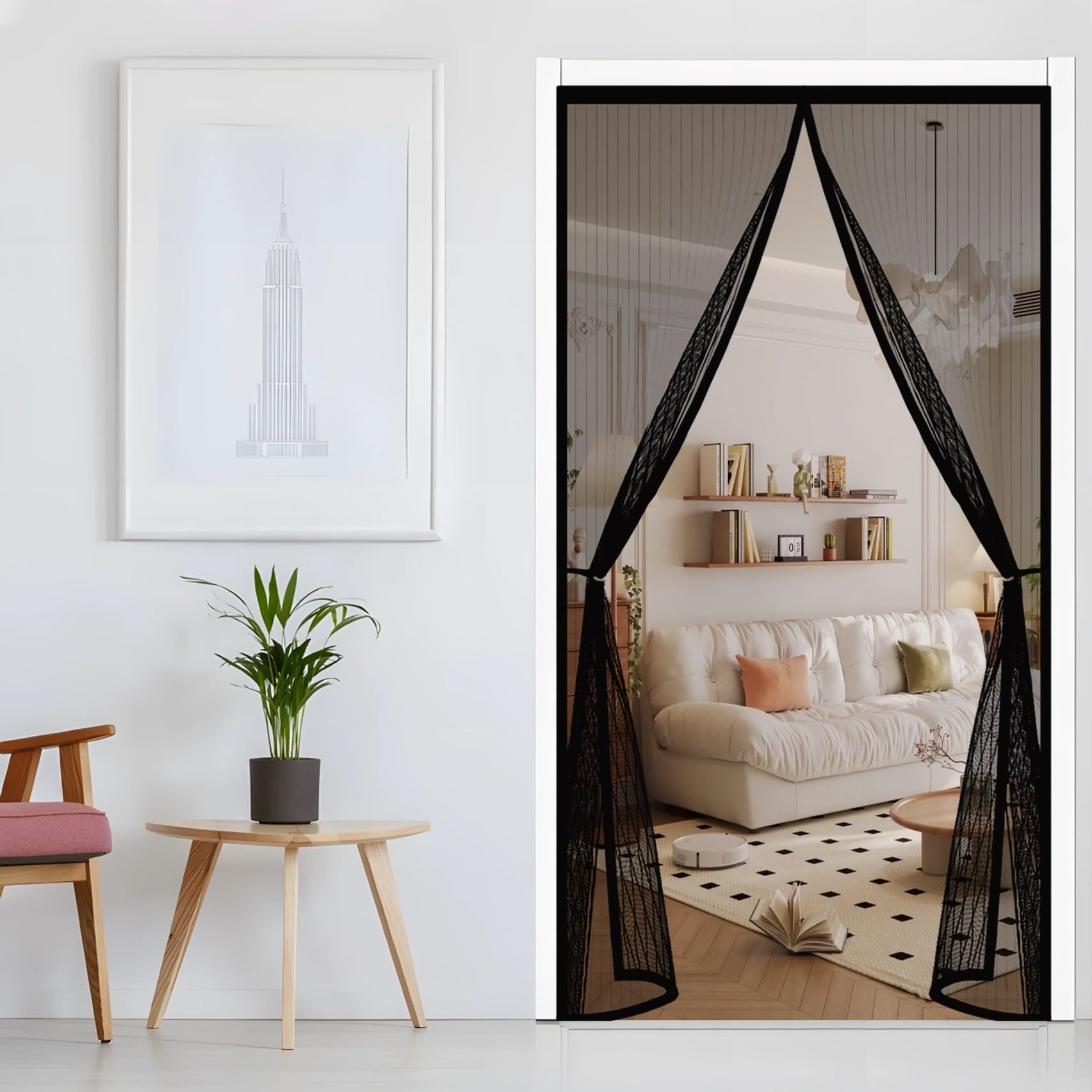 Moustiquaire porte sans perçage avec maille fine anti-insectes
