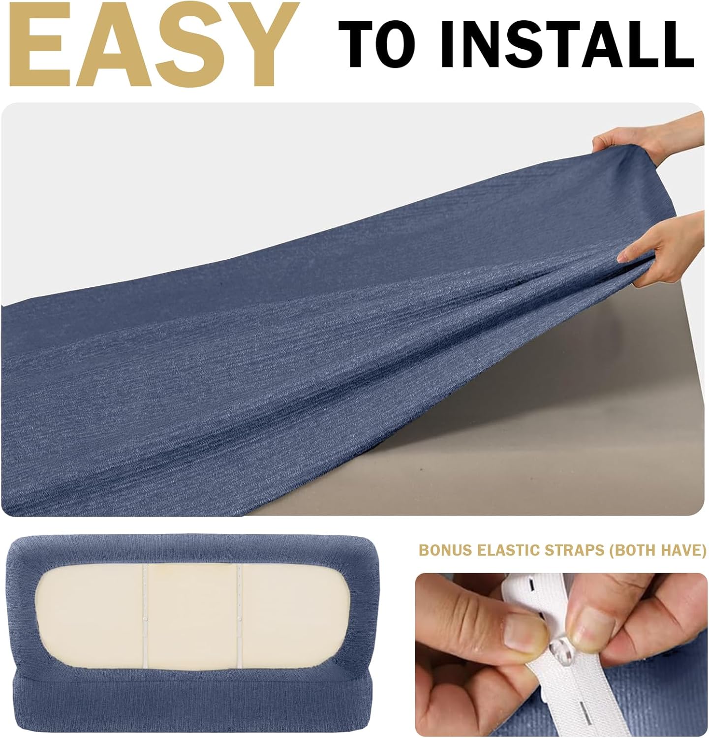 Waterproof RV Dinette Cushion Covers - Stretch Seat Slipcover, Washable RV Couch Cover Designed for Camper Car Bench (Loveseat 2 Backrest Cover & 2 Bench Cover, Blue Grey)