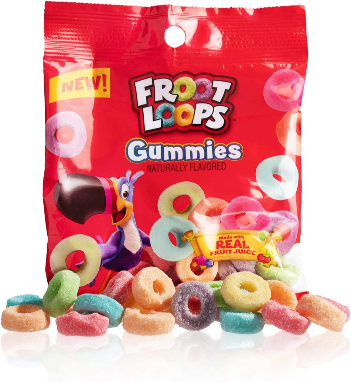 Galerie Froot Loops Gummies, Assorted Real Fruit Juice Flavored Gummy Candy Bags, Cute Christmas Stocking Stuffers Candies for Boys or Girls, Pack of 3