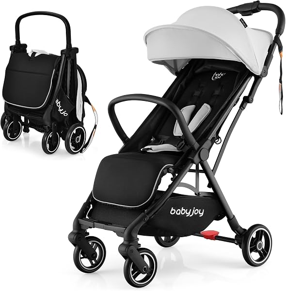 Baby Joy Lightweight Baby Stroller Grey with Adjustable Canopy