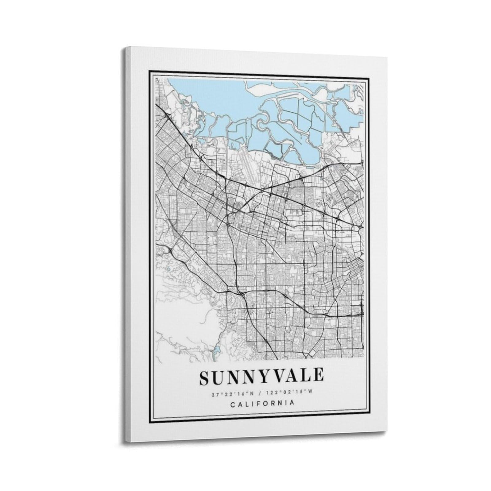 xiaoxiaoshen Sunnyvale California Map Canvas Poster Wall Art Prints Room Aesthetic Murals Bedroom And Living Decorations 24x36inch(60x90cm)