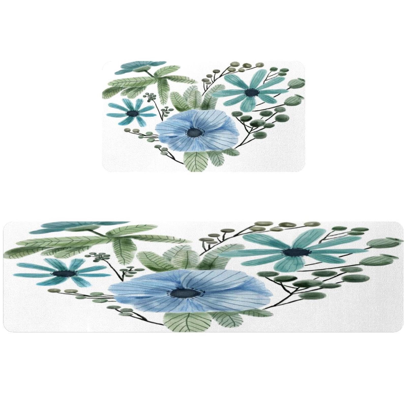 Tapete de cocina de 2 piezas VAPOKF lavable y antideslizante con flores