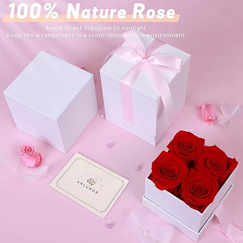 Miniatura 7 de ANLUNOB 4 rosas para el día de la madre, regalo para el día de San Valentín, regalos para ella, regalos de cumpleaños, rosas para mujeres, rosas