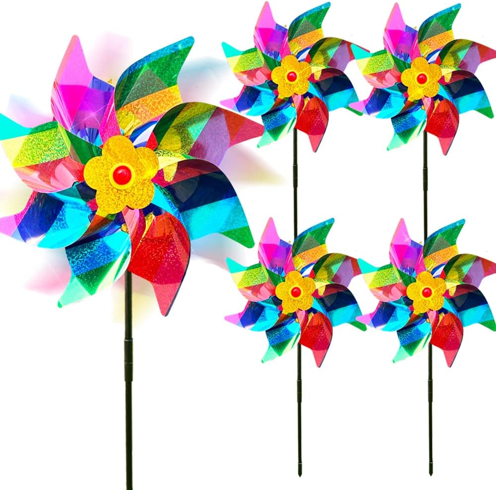 Reflective Bird Scarer Windmill, Scare Birds pigeons deterrent,Colorful