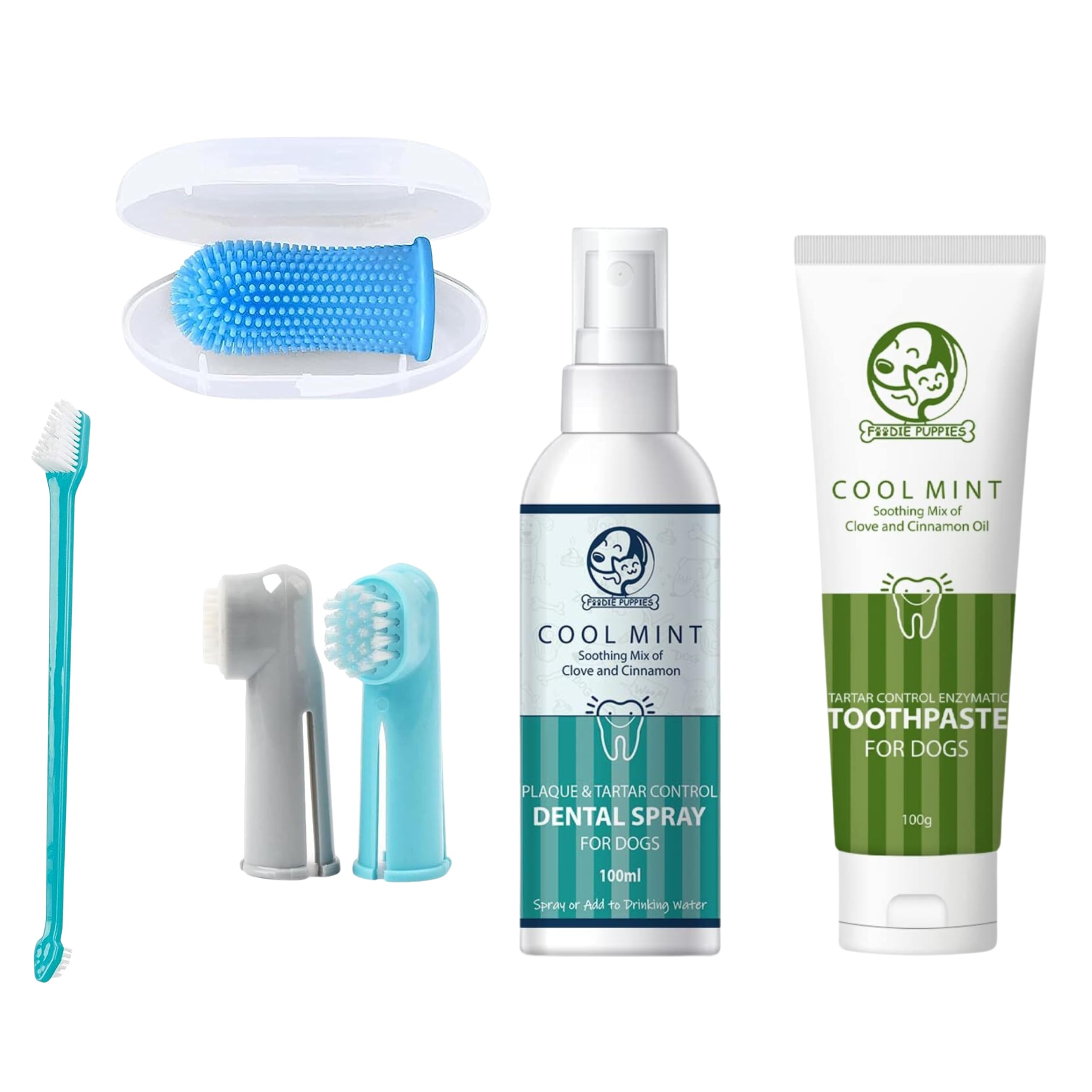 Foodie Puppies 4in1 Dental Care Gift Box for Dogs (Smiley Care Kit) | Cool Mint Toothpaste, Dental Spray, Silicon Finger Toothbrush & 3Pcs Toothbrush | Oral Health Combo, Reduce Plaque & Tartar (B0CGZV4288) Amazon Price History, Amazon Price Tracker