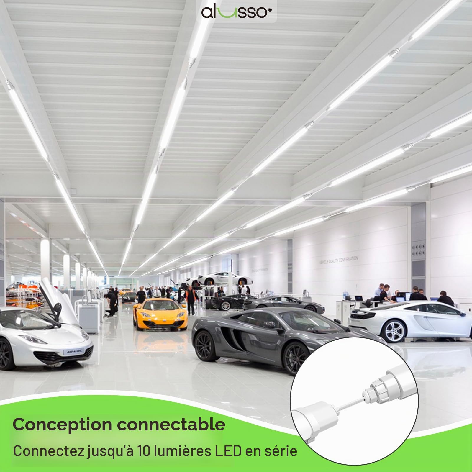 ALUSSO Lot de 2 Réglette LED 150cm, 48W 4800LM 5000K IP65 Tubes pour bureau | Tubes Lumineux pour garage, Cave,entrepôt, bureau, atelier, éclairage de cuisine