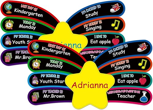 D4DREAM Cartel de pizarra para el primer día de escuela, 9 x 14 pulgadas, con forma de mariposa de doble cara, letrero para el primer y último día