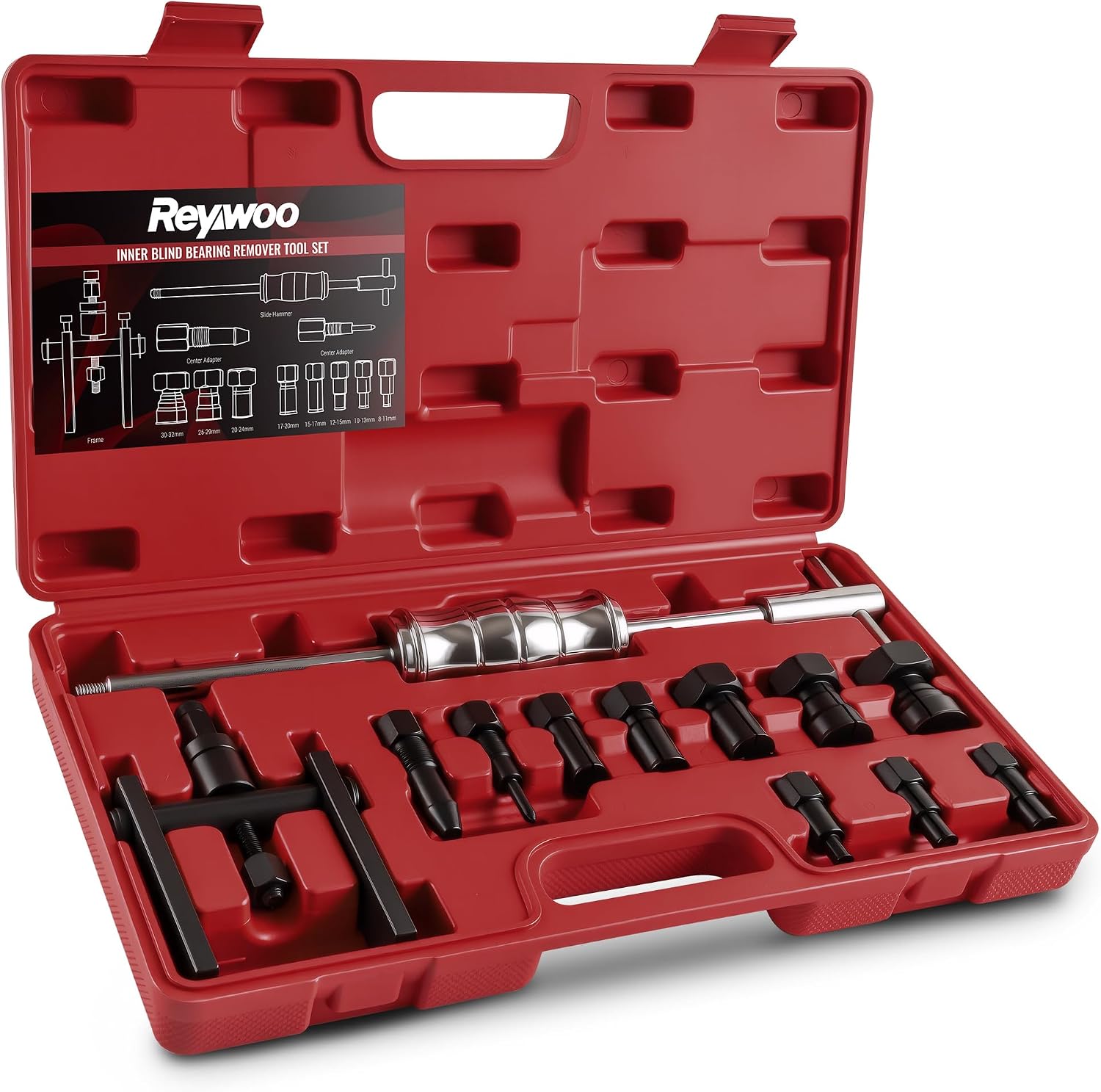 Reywoo Blind Hole Collet Bearing Puller Set, Motorcycle Wheel Bearing Puller Set with Expandable Collets 8-32mm, Slide Hammer Bearing Puller Set for Removing Motorcycle Bearings