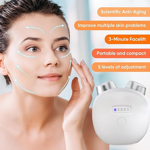 Miniatura 2 de Dispositivo facial de microcorriente, masajeador facial recargable por USB para antienvejecimiento y arrugas, masajeador inteligente de doble