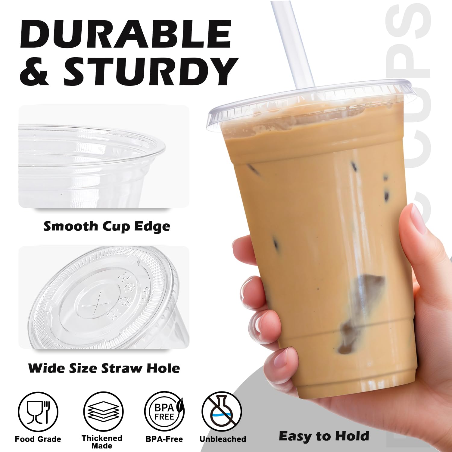 100 Pack 20 oz Plastic Cups, Clear Disposable Iced Coffee Cups — Amazon image 3