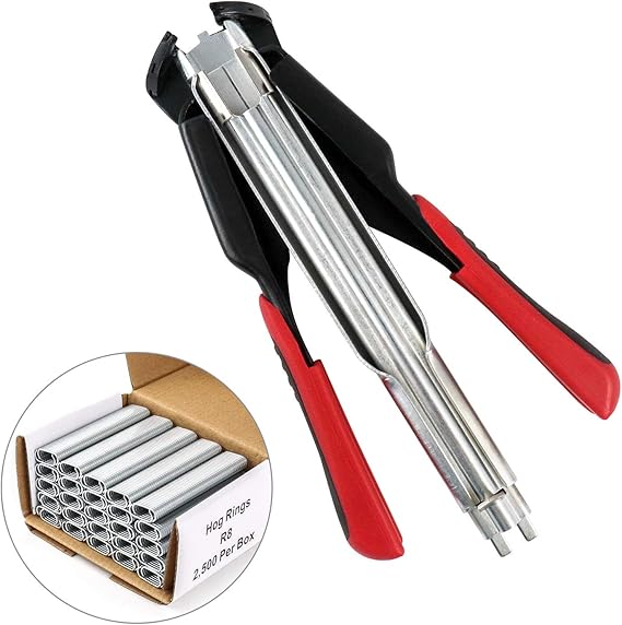 Hog Ring Zange Set - Mit 1200 C-Ringen & Handschuhen Für Polster, Zäune & Tierkäfige