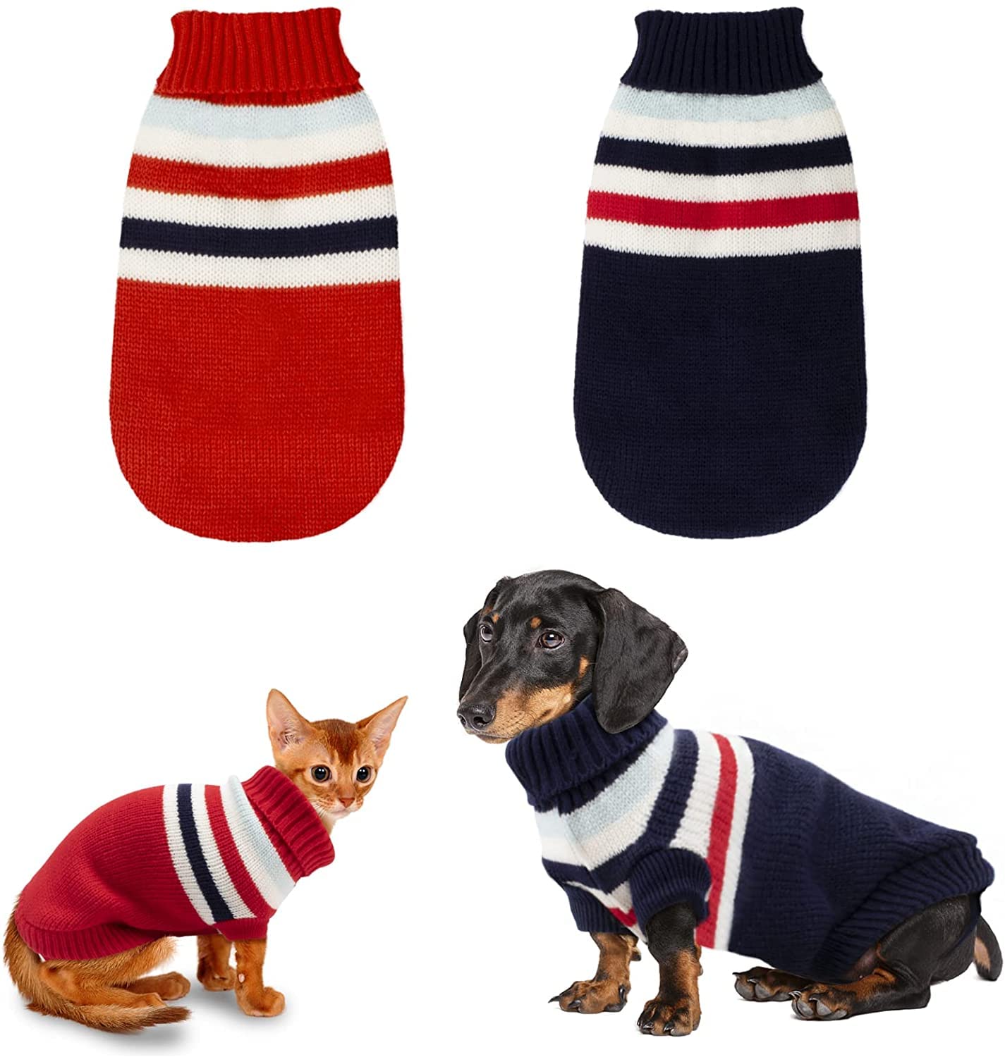 See full amazon price history chart for KUTKUT Combo of 2 Dog Sweater | Warm Strip Dog Winter Knitwear Clothes with Elastic Leg Bands | Soft Acrylic Knitted Pet Pullover for Small Medium Large Doggy (Red & Blue, Size: M) KUTKUT Combo of 2 Dog Sweater | Warm Strip Dog Winter Knitwear Clothes with Elastic Leg Bands | Soft Acrylic Knitted Pet Pullover for Small Medium Large Doggy (Red & Blue, Size: M) (B09LHVXM3S) Amazon Price History, Amazon Price Tracker