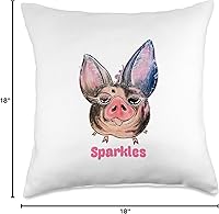Vista 4 de Farm Animals Live Sparkles The Pig - Almohada (18 x 18 pulgadas), multicolor