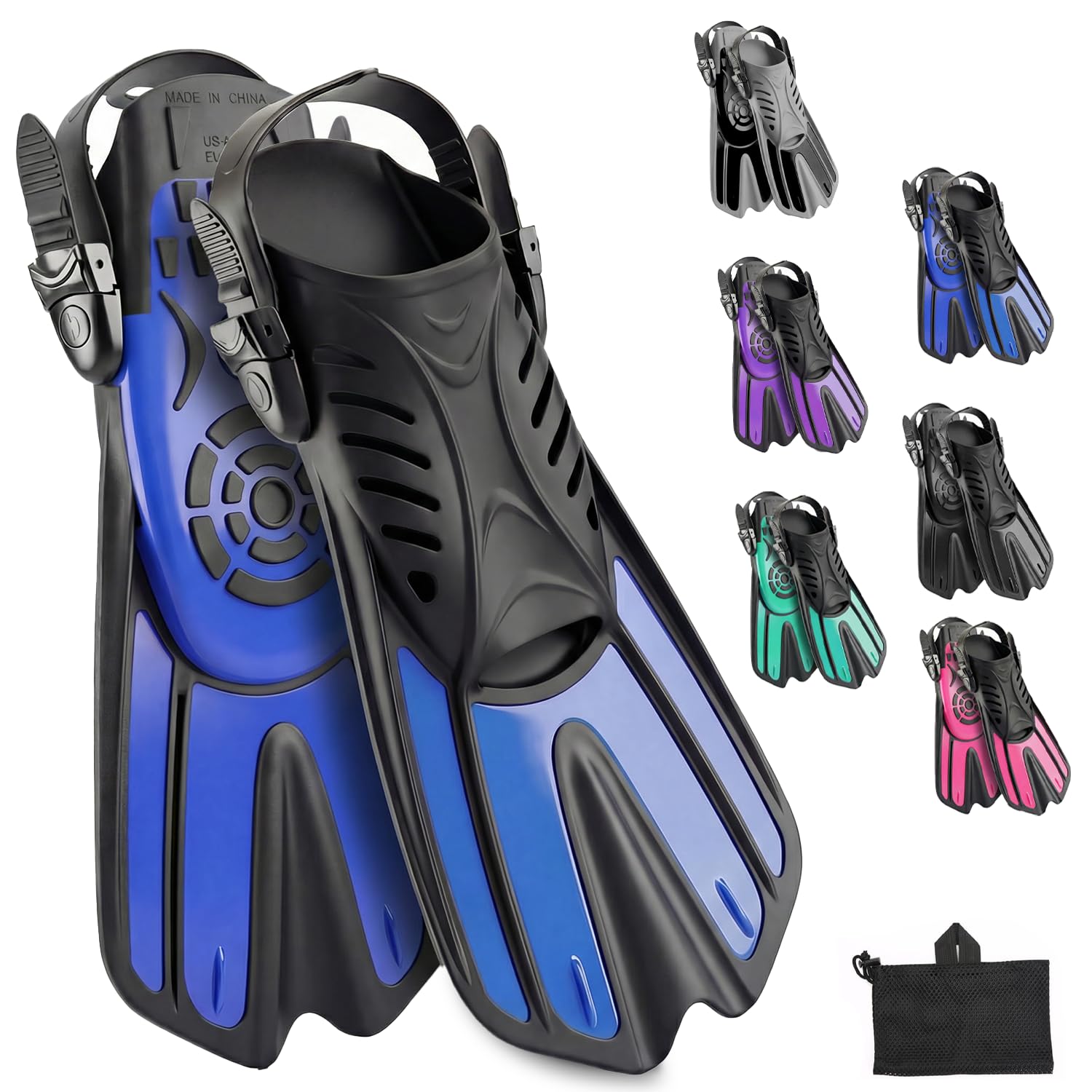 Pinne subacquee Attrezzatura da snorkeling per adulti Pinne da snorkeling, pinne da nuoto aperte, regolabili, uomini, donne, bambini, pinne da nuoto