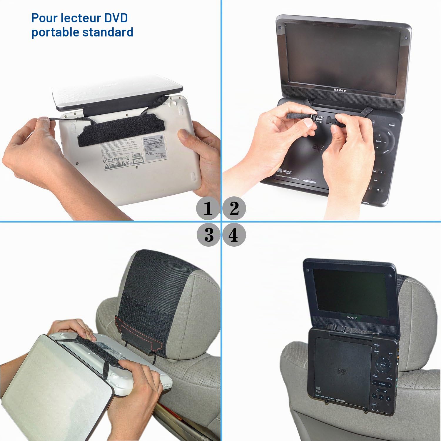 TFY Support Voiture Appui-tête pour Lecteur de 6- 10 pouce DVD Portable