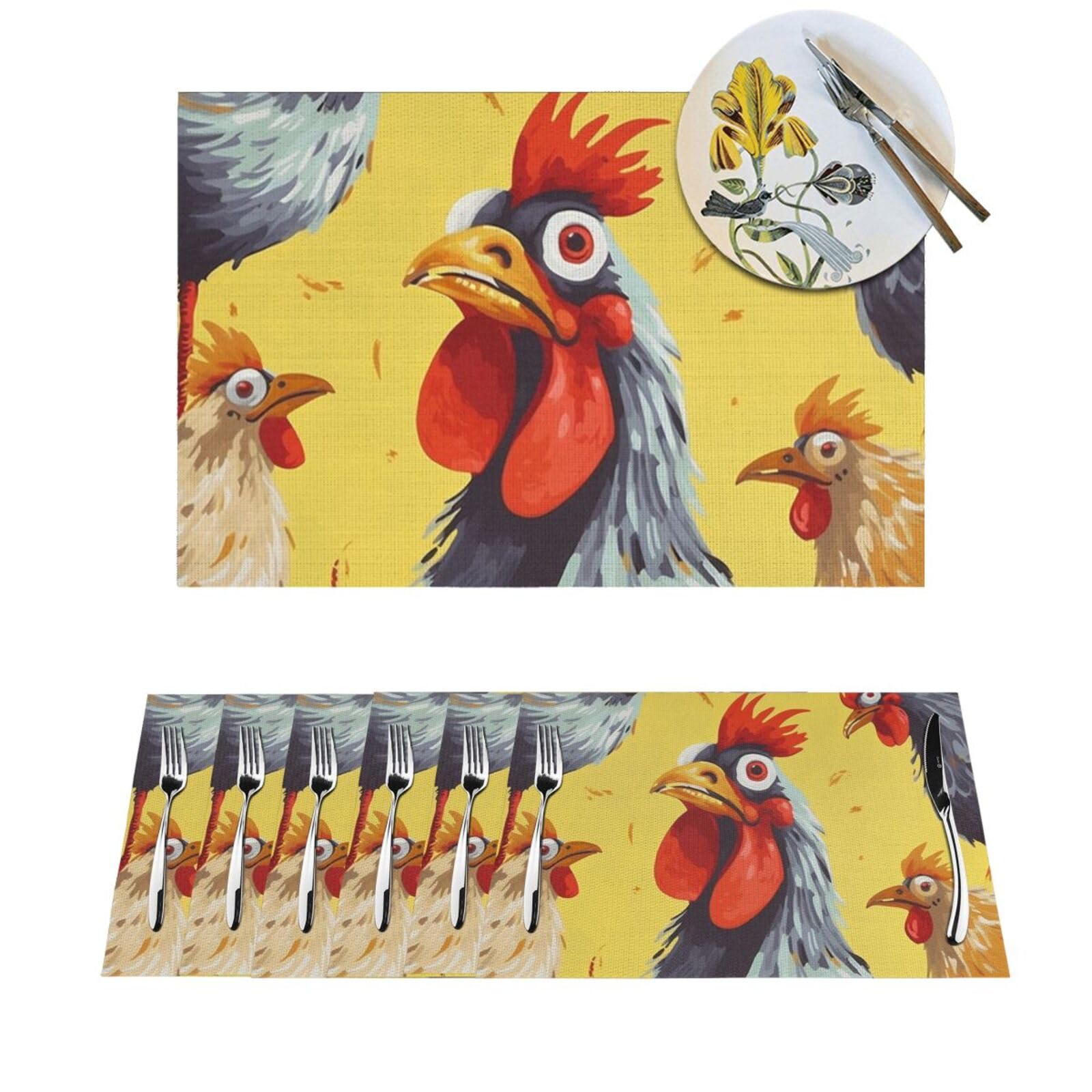 Sets de table pour cuisine et salle à manger avec poule