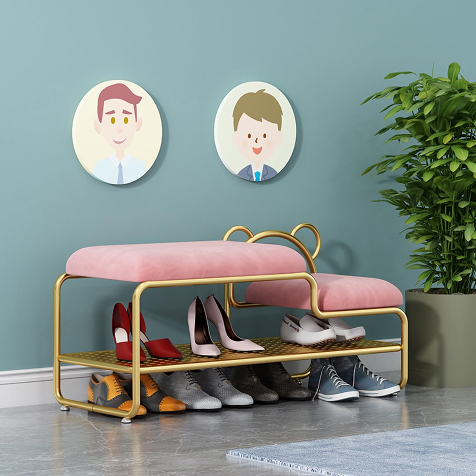 Scarpiera con cuscino per ingresso, scarpiera con cuscino per la porta d'ingresso, scarpiera, organizer per ingresso, corridoio, camera da letto, soggiorno (verde-nero fra