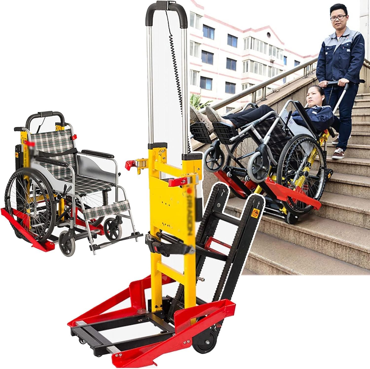 Montascale Tipo Cingolato,Carrello per Scale Cingolato Alimentato A,Carrello Montascale Elettrico,Montascale per Movimentazione Elettrodomesticimaniglie Ergonomiche | Telaio in Acciaio | A