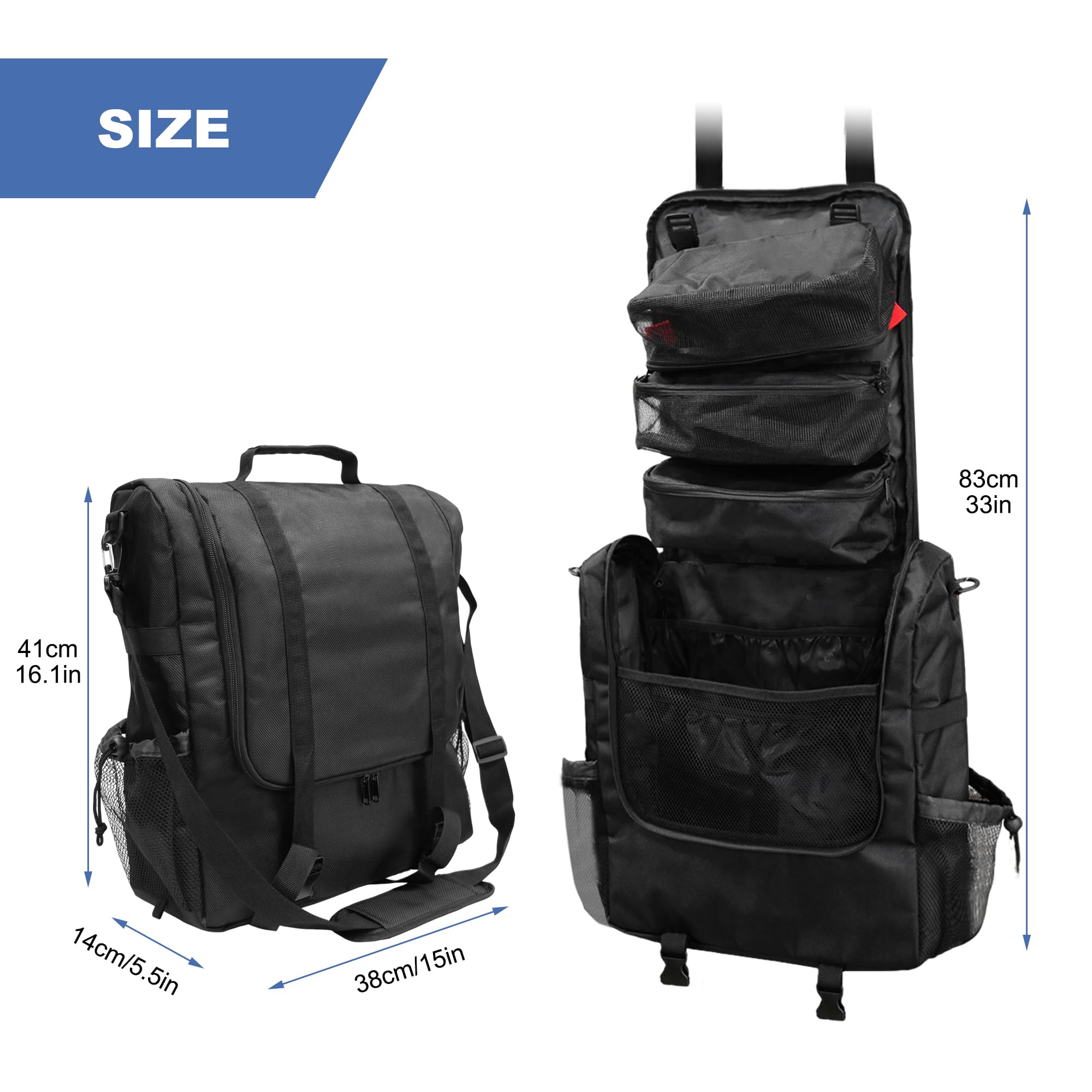 Camping-Küchen-Organizer, tragbare Kochutensilien-Aufbewahrung, hängende Caddy Tasche mit mehreren Taschen für Camping, Kochgeschirr, Grillen, Auto, Reisen, Picknick (nur Tasche), schwarz