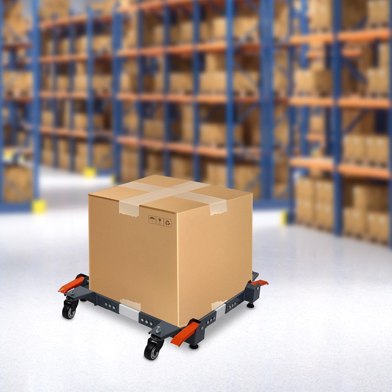 Adjustable Heavy Duty Mobile Base For Small Mechanical Equipment 4 Universal Wheels 47.7 * 35.9 * 5.9 in Grey