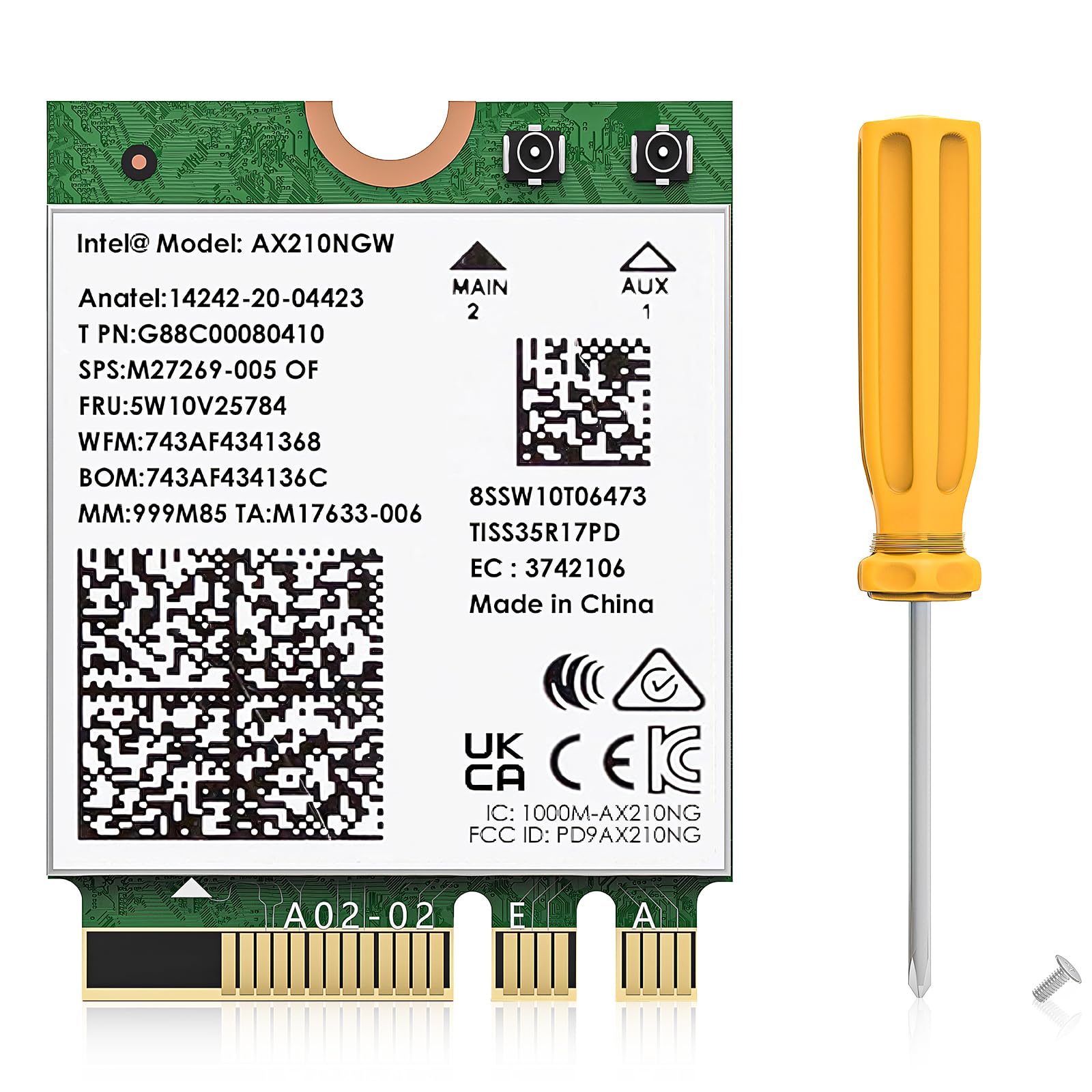 WAVLINK WiFi 6E Tarjeta Inalámbrica,Intel AX210 Tri-Band 5400Mbps 2.4GHz/5GHz/6GHz Adaptador de Red con Bluetooth 5.3 para Portátil,Ultra-Low Latency,Soporte Windows 10/11 (64bit) M.2/NGFF