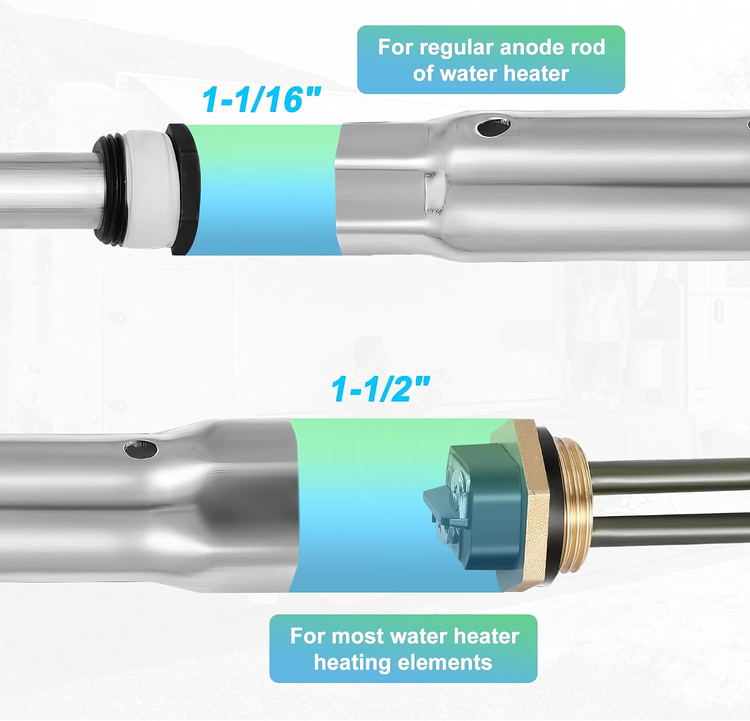 CozyCabin 520900 RV Water Heater Element Kit for Suburban SW4DE SW6DE SW6DEL SW10 SW10DE SW10PE SW12DE SW12DEL Suburban Rv Water Heater Parts, 120V 1440W, Heating Element with Wrench Socket