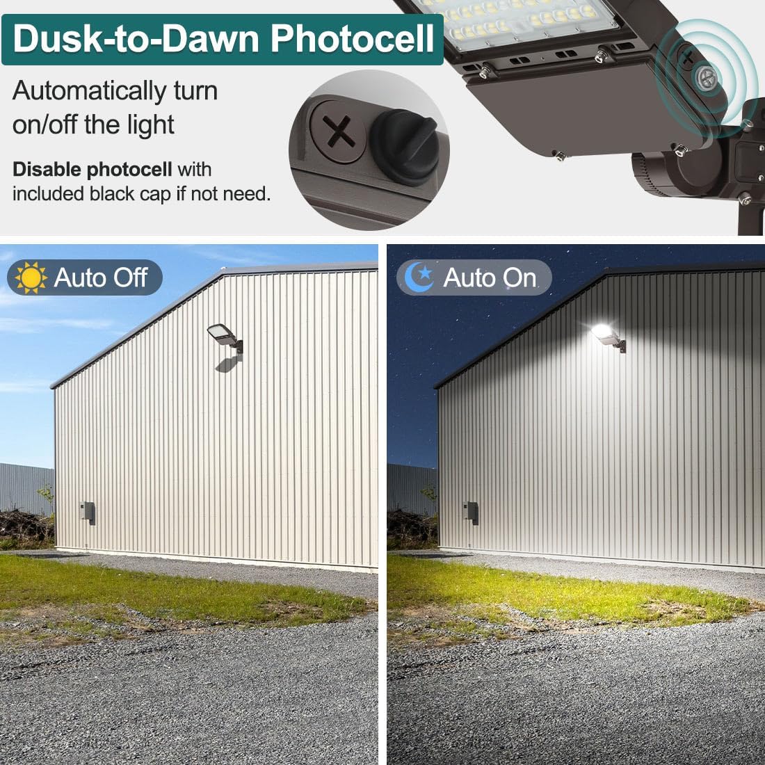 kadision LED Parking Lot Light with Dusk-to-Dawn Photocell, 150W/100W/75W Adjustable 22500lm (150lm/W) 5000K 100-277V, Slip Fitter & Arm Mount in 1 Fixture, ETL Listed