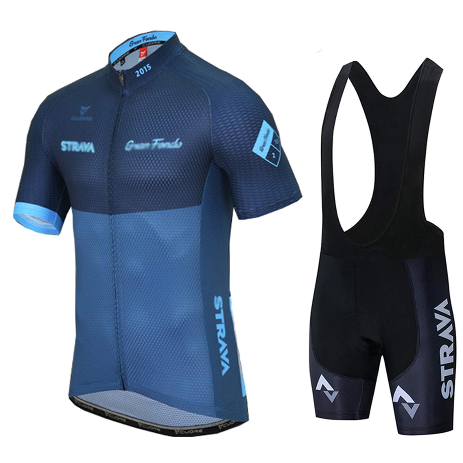 Men?s Summer Cycling Short Sleeve Top and Gel Bib Shorts Set, Short Sleeve Cycling Suits Set, Cycling Jersey Kits Breathable MTB Clothing Suits