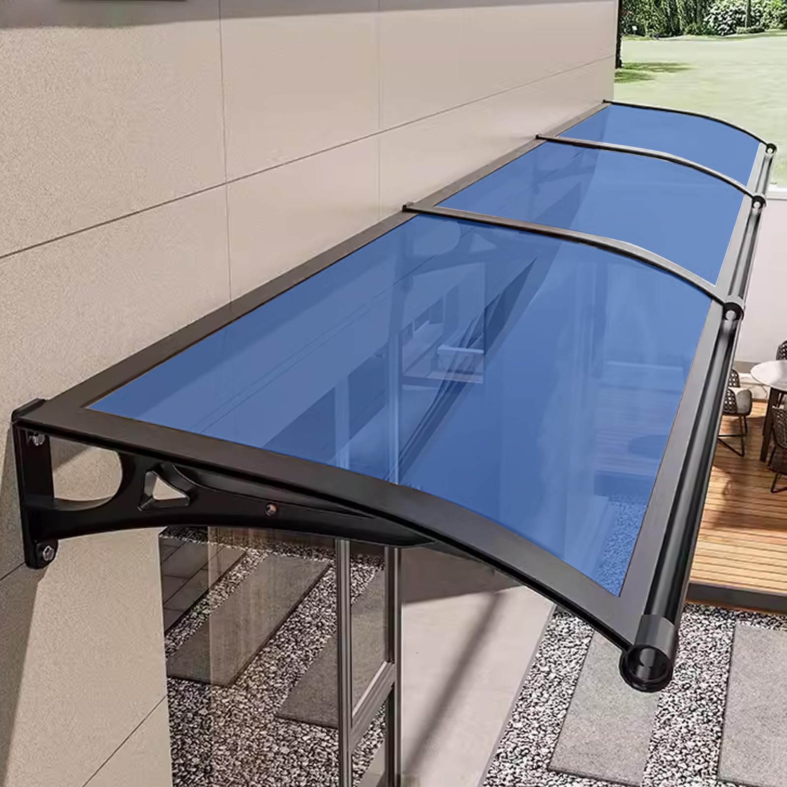 Door Awnings Exterior, Polycarbonate Cover Awnings for Doors Entrance, Awning for Door Window Exterior with Aluminum Bracket for Sun Shutter, UV, Rain and Snow Protection-C-120x120cm/47x48in