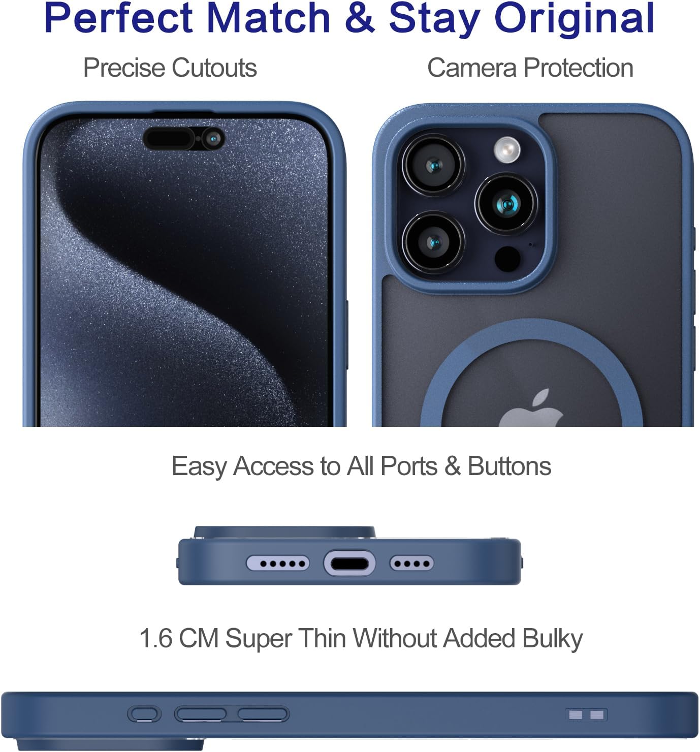 for iPhone 15 Pro Case, Compatible with MagSafe, Military-Grade Protection, Yellowing Resistant, Scratch-Resistant Back, Magnetic Phone Case for iPhone 15 Pro, Blue - Image 4