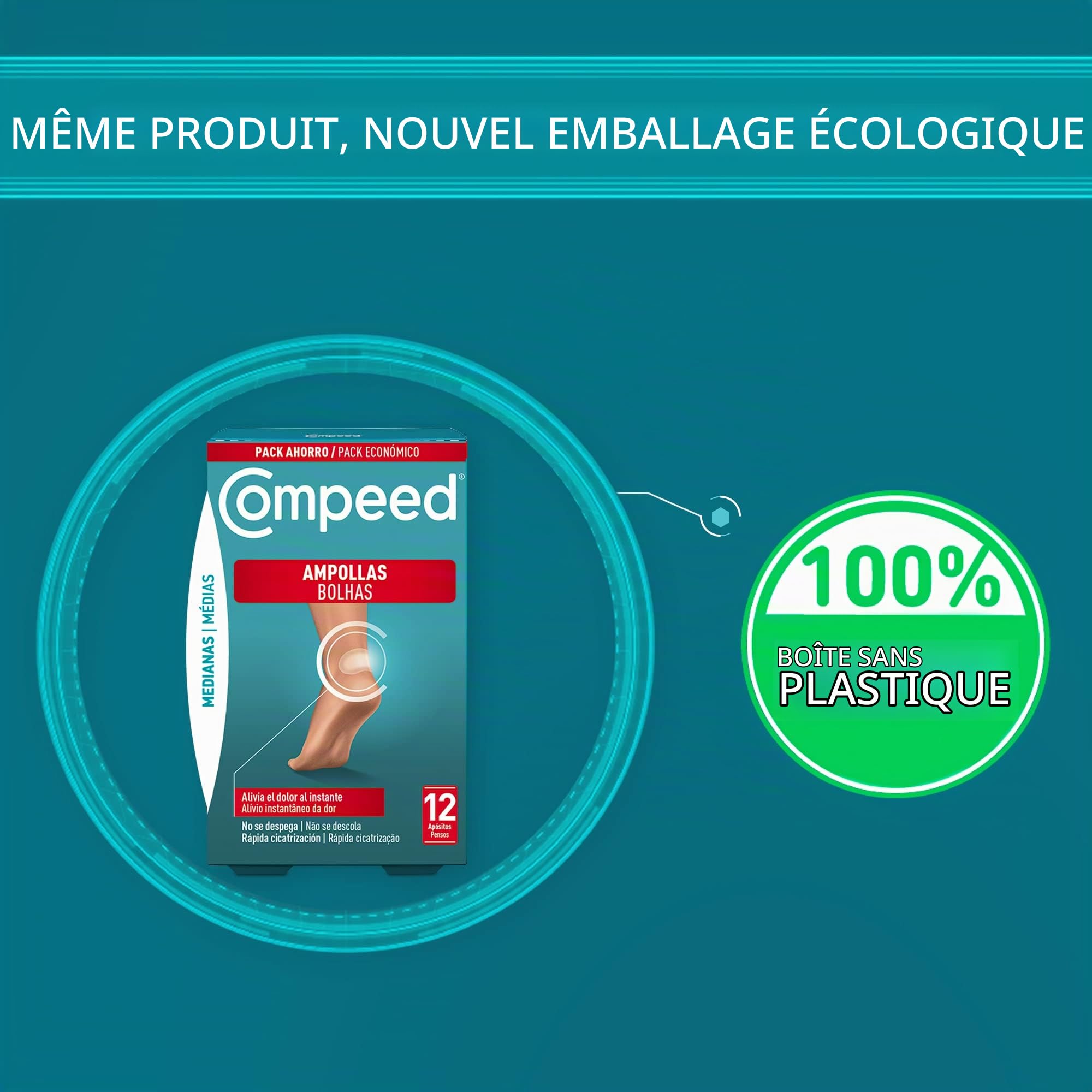 DUPLO- COMPEED Ampoules moyennes x24 (ON THE GO) - Pack de 2 - Soins aux pieds, soulagement de la douleur, emballées individuellement