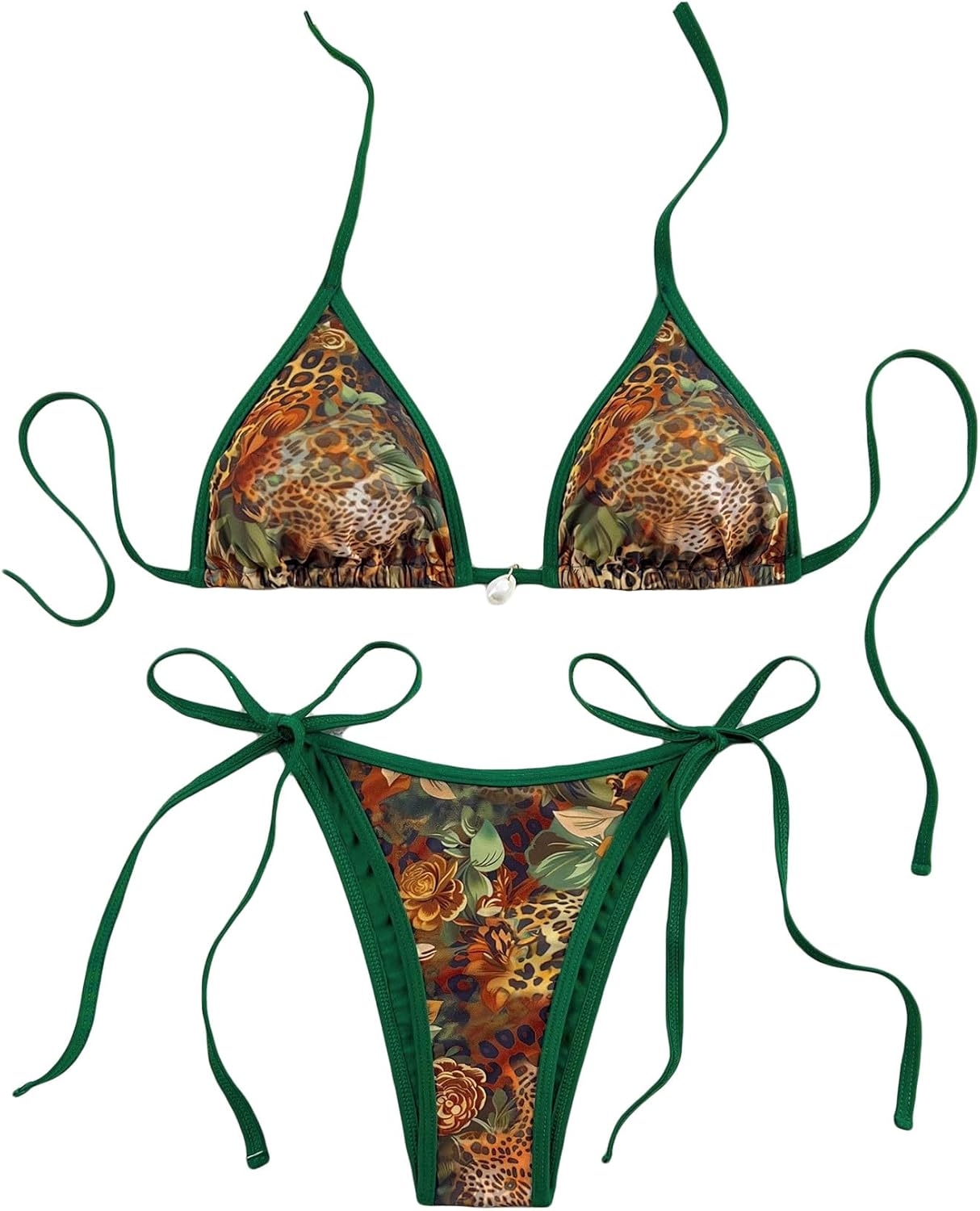 BYFINECANY Women's Floral Printed Bathing Suit Halter Paisley Summer Swimsuit Bikinis Set