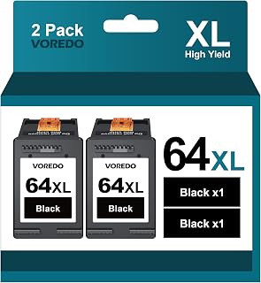 64XL Black Ink Cartridge Replacement for HP Ink 64 64XL High Yield for Envy Photo 7858 7855 7155 6255 6252 7120 7158 Envy 7255e 7955e 7958e Tango X Terra Printer Remanufactured (2 Black)