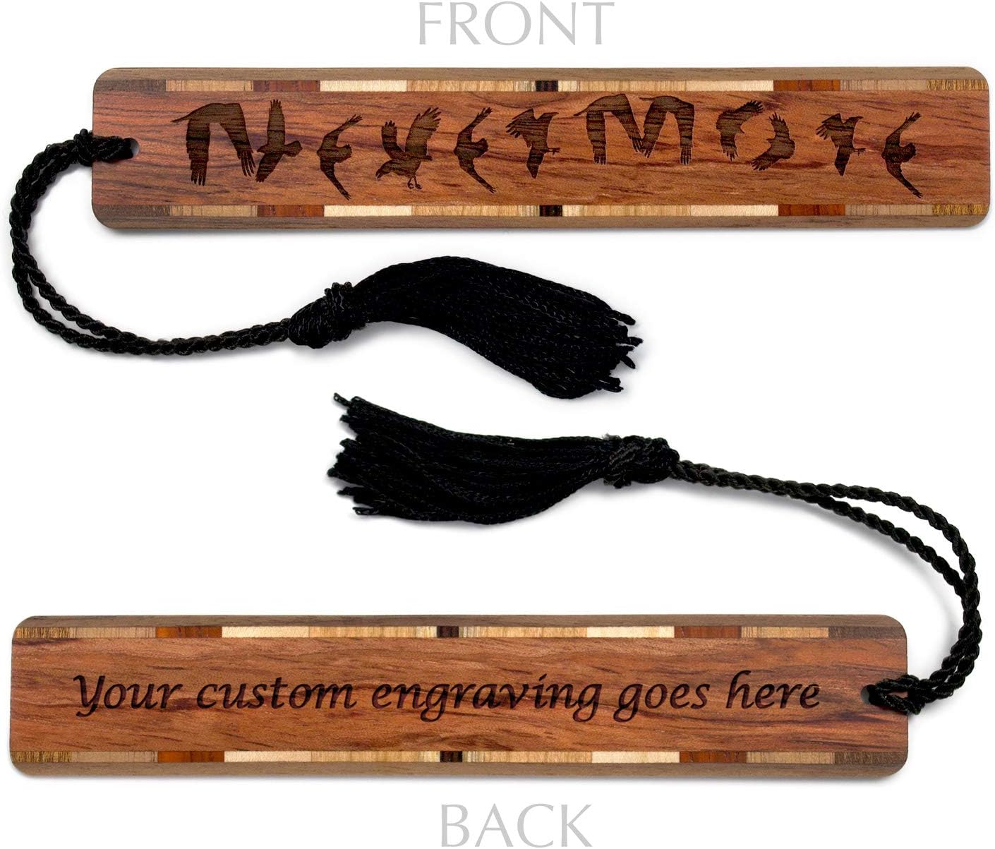 Personalized Edgar Allan Poe Poet Nevermore Poem The Raven Engraved Handmade Wooden Bookmark - Made in USA