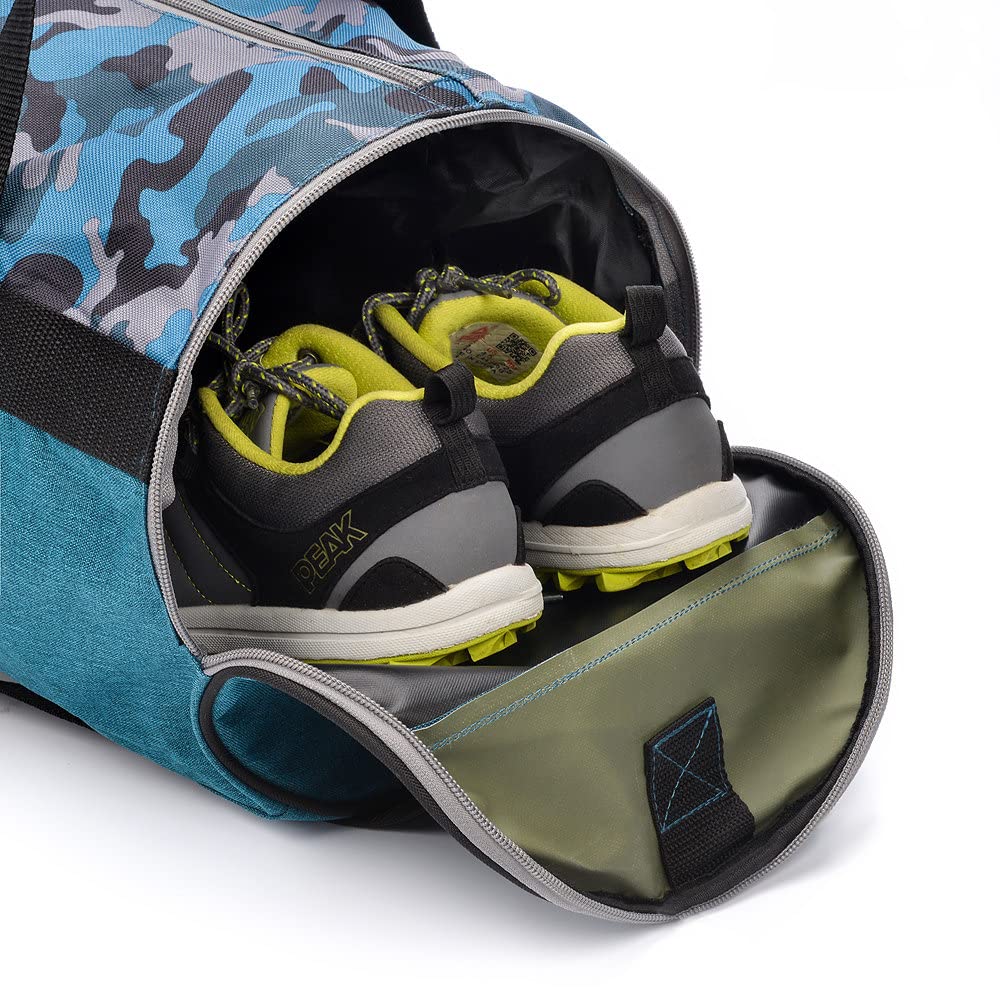 meteor Sac de sport rond à bandoulière pour enfant et adulte, 25 L, pour la piscine, la salle de sport, les voyages, les vacances, l’école, camouflage, 25 l
