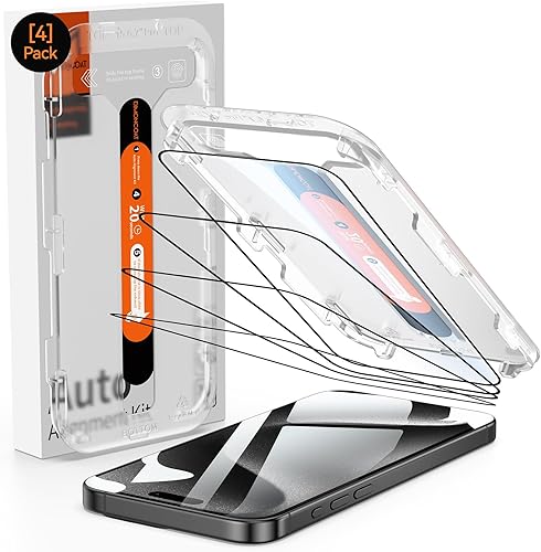 DIMONCOAT Paquete de 4 protectores de pantalla para iPhone 14 Pro protección militar 10X marco de fácil instalación compatible con iPhone 14 Pro de