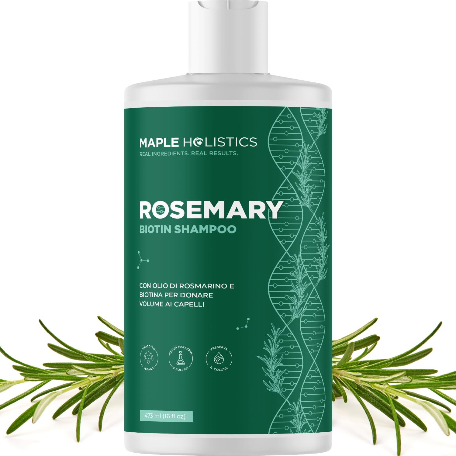 Maple Holistics Biotina Shampoo Al Rosmarino Per La Crescita Dei Capelli - Vegano Senza Solfati Shampoo Biotina Di Rosmarino Per Dimagramento Dei Capelli E Caduta Dei Capelli Con Olio Essenc
