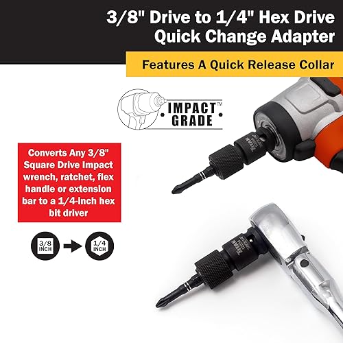 Miniatura 4 de Titan 12034 Adaptador de cambio rápido de unidad hexagonal de 38" a 14"