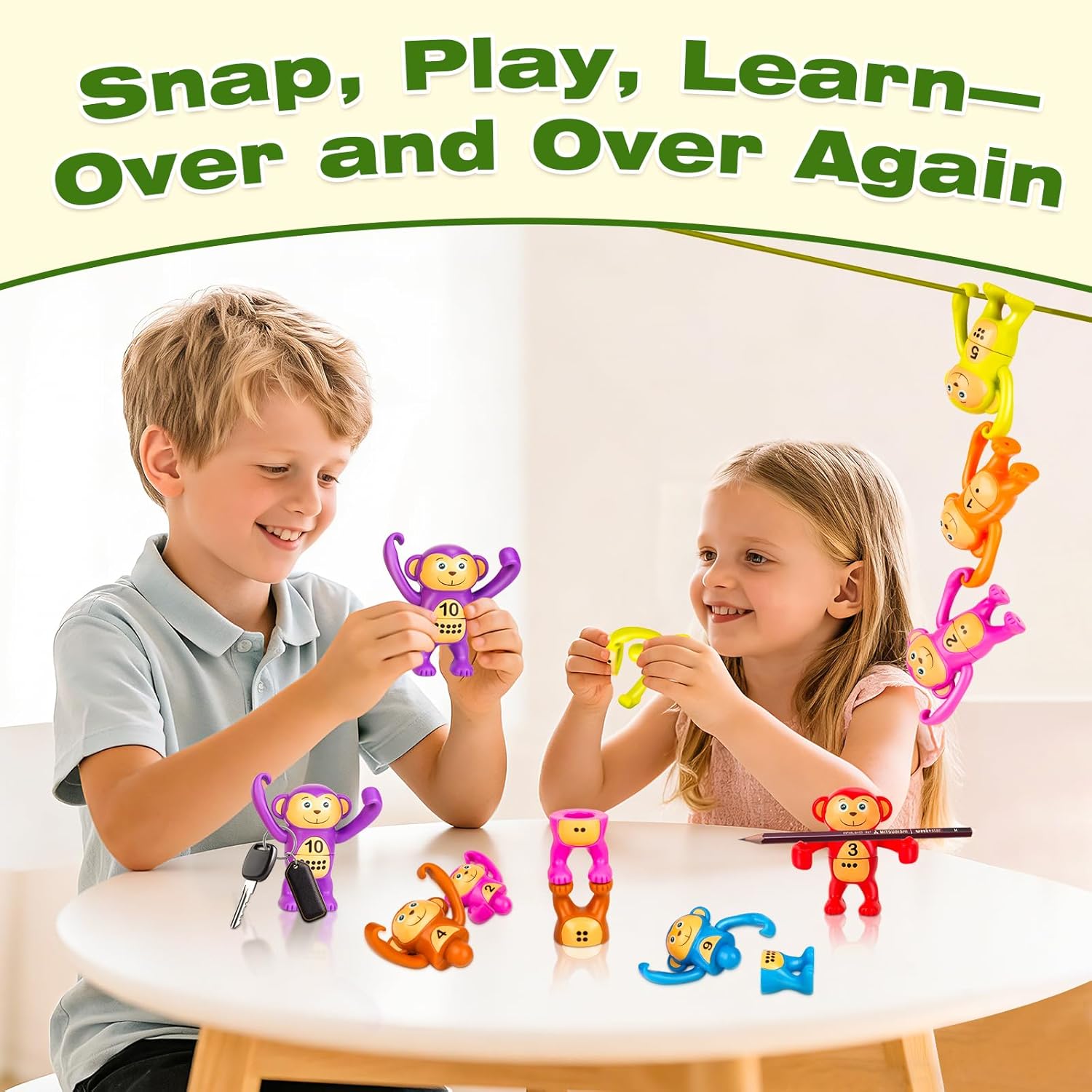 Monkey Doos 10-Piece Count & Match Toy – Educational Stacking Hanging Monkey for 18M+ to 10Y, Parent-Child Play, Decor & Stress Relief Fidget, Safe Preschool Gift