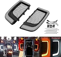 Vista 2 de HDBUBALUS Protector de motor para parrillas, carenado de pierna, luz LED de señal de giro compatible con Harley Touring Street Glide Road Glide