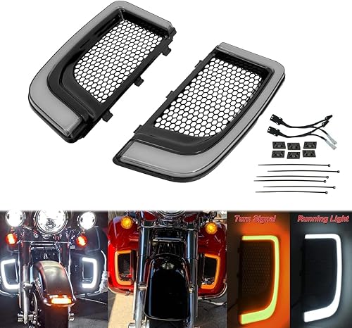Miniatura 3 de HDBUBALUS Protector de motor para parrillas, carenado de pierna, luz LED de señal de giro compatible con Harley Touring Street Glide Road Glide