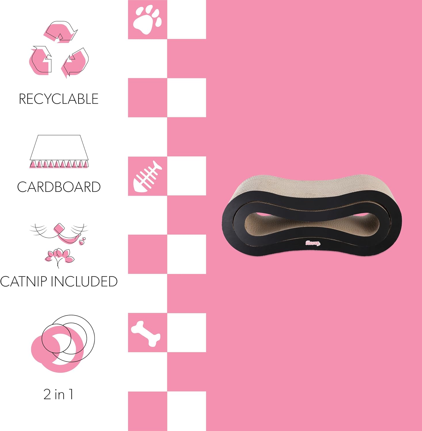 CSR1014A Suvi 26" Modern Cardboard Infinity 2-in-1 Lounge Bed Cat Scratcher with Catnip, Ink