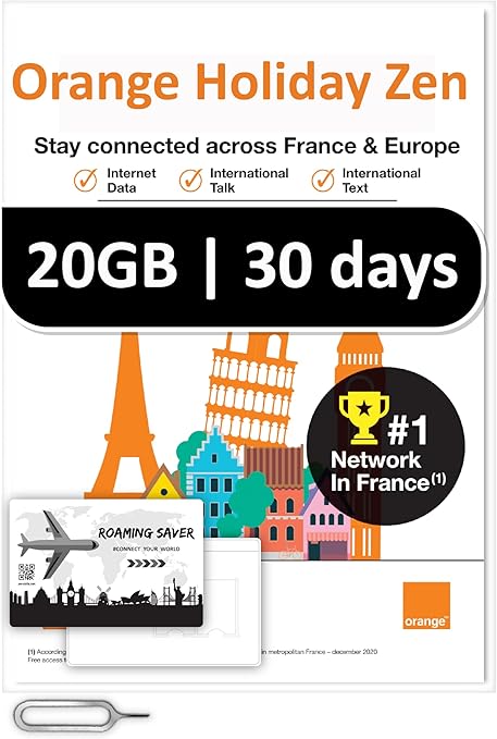 Orange Holiday Europe Prepaid Sim 20GB Internet Data