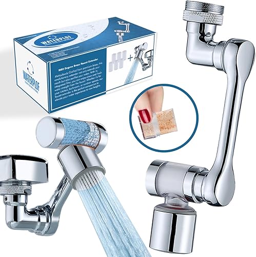 Splash - Grifo multifunción con función de filtro y 6 cartuchos de repuesto, universal giratorio de 1080°, brazo robótico, aireador para fregadero,